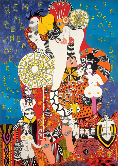 Dorothy Iannone, Love the Stranger, 1981. Private collection Schweiz. Copyright Dorothy Iannone, Photo: Friedrich Rosenstiel.