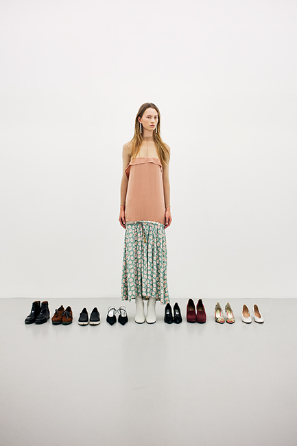 Dress By Alva Johansson, Shoes By Acne Studios, Earrings By Bikbok 