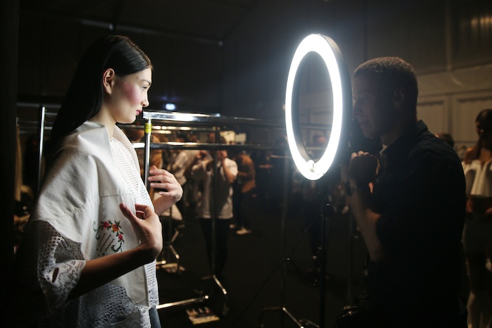 BERLIN, GERMANY - JANUARY 21:  A model is seen backstage ahead of the Xavi Reyes presented by Mercedes-Benz & Elle show during the Mercedes-Benz Fashion Week Berlin Autumn/Winter 2016 at Brandenburg Gate on January 21, 2016 in Berlin, Germany.  (Photo by Joern Pollex/Getty Images for IMG)
