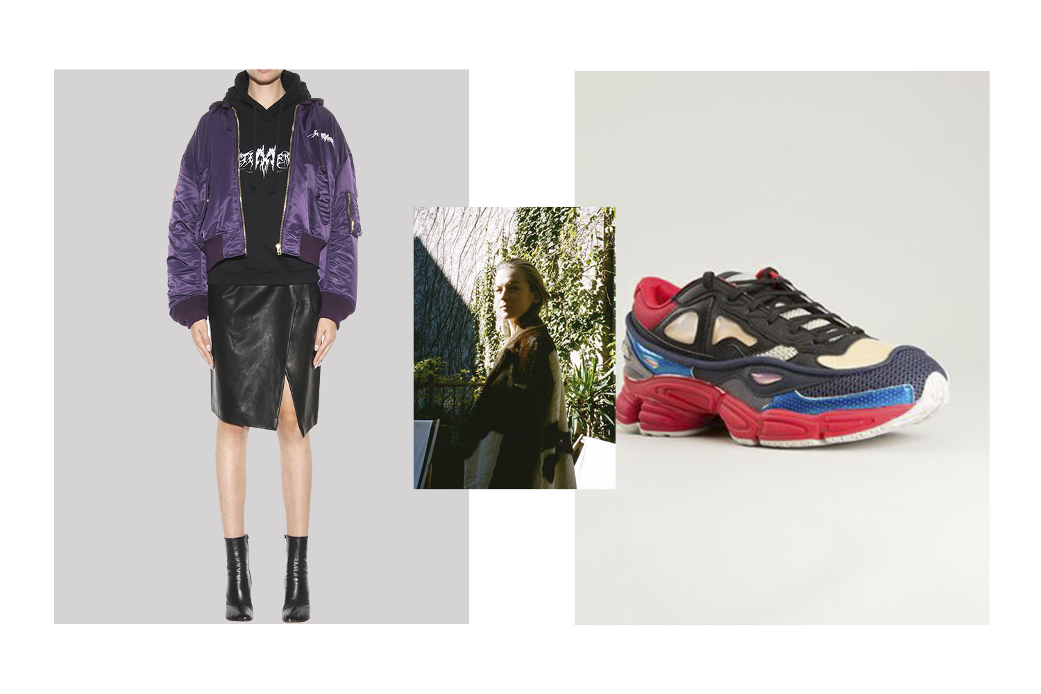 Left: Bomber Jacket by Vetements. Right: Trainers, adidas by Raf Simons.